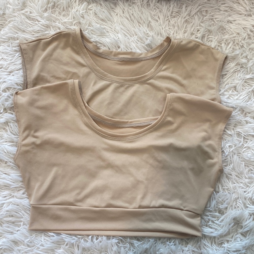 Set of TWO Basic - Cap Sleeve HalfTee in Nude Neutral sz Small Like New
